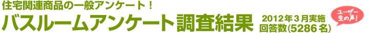 住宅関連商品の一般アンケート！バスルームアンケート調査結果　2012年3月実施 回答数5286名