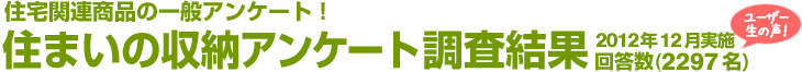住宅関連商品の一般アンケート！住まいの収納アンケート調査結果　2012年12月実施 回答数2297名