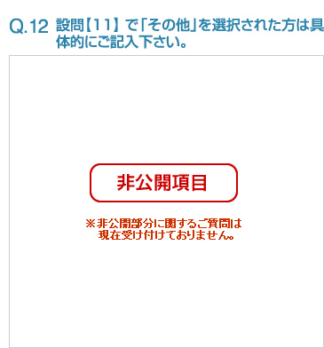 Q12:設問【11】 で「その他」を選択された方は具体的にご記入下さい。