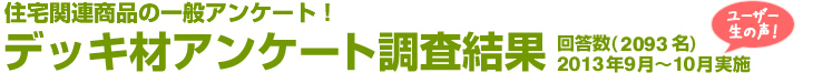 住宅関連商品の一般アンケート！デッキ材アンケート調査結果　回答数2093名