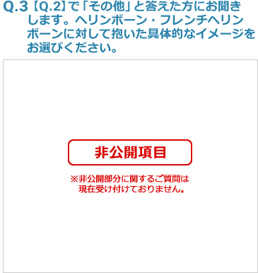 Q3:【Q.2】で「その他」と答えた方にお聞きします。ヘリンボーン・フレンチヘリンボーンに対して抱いた具体的なイメージをお選びください。