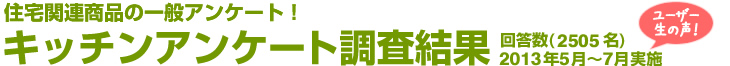 住宅関連商品の一般アンケート！キッチンアンケート調査結果　回答数2505名