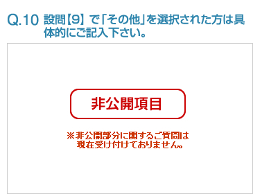 Q10:設問【9】 で「その他」を選択された方は具体的にご記入下さい。