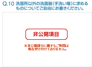 Q10:洗面所以外の洗面器（手洗い場）に求めるものについてご自由にお書きください。